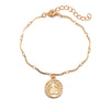 Alloy Retro Baroque Pearl Embossed Coin Like Geometric Bracelet