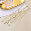Alloy Retro Baroque Pearl Embossed Coin Like Geometric Bracelet