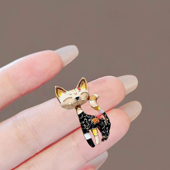 Alloy Retro Black Kitten Brooch For Ladies With Electroplating Treatment