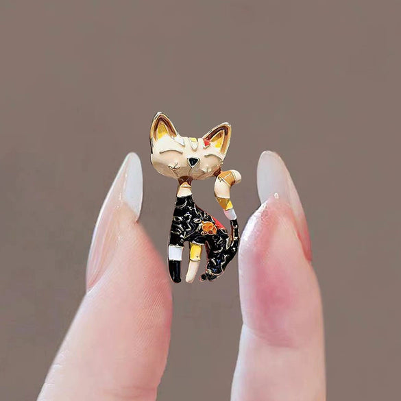 Alloy Retro Black Kitten Brooch For Ladies With Electroplating Treatment