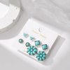 Alloy Retro Bohemian Geometric Round Women's Earrings With Turquoise Flower Electroplating