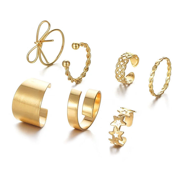 Alloy Retro Bow Fivepointed Star Twist Electroplated Unisex Finger Ring