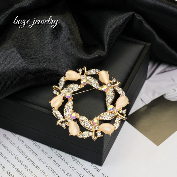 Alloy Retro Cat's Eye Stone Diamond Light Luxury Brooch With Geometric And Heart Shapes Electroplated