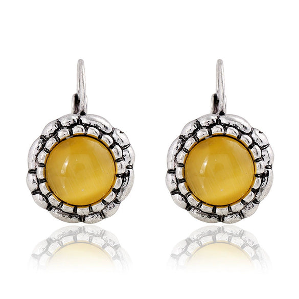 Alloy Retro Cat's Eye Sunflower Diamond Women's Earrings