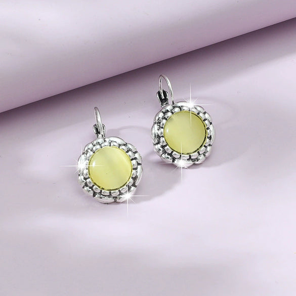 Alloy Retro Cat's Eye Sunflower Diamond Women's Earrings