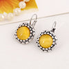 Alloy Retro Cat's Eye Sunflower Diamond Women's Earrings