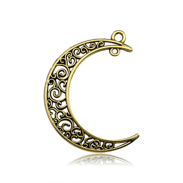 Alloy Retro Cut Out Moon Pendant Jewelry Accessories Electroplating Handmade Materials For Diy