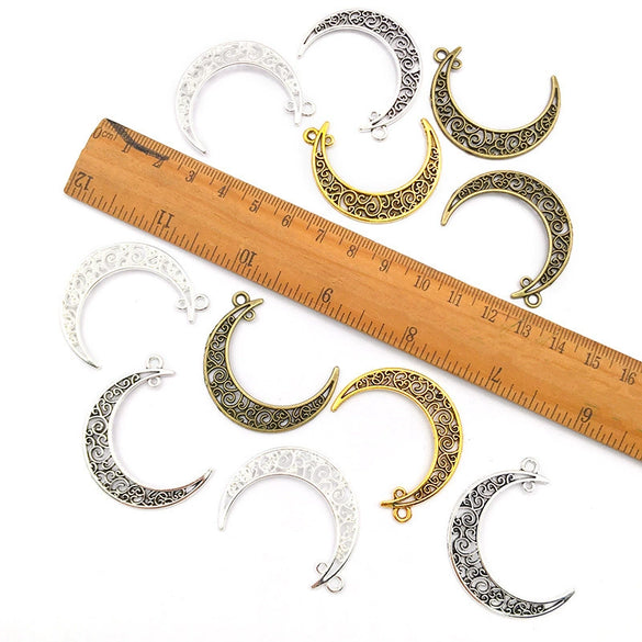 Alloy Retro Cut Out Moon Pendant Jewelry Accessories Electroplating Handmade Materials For Diy