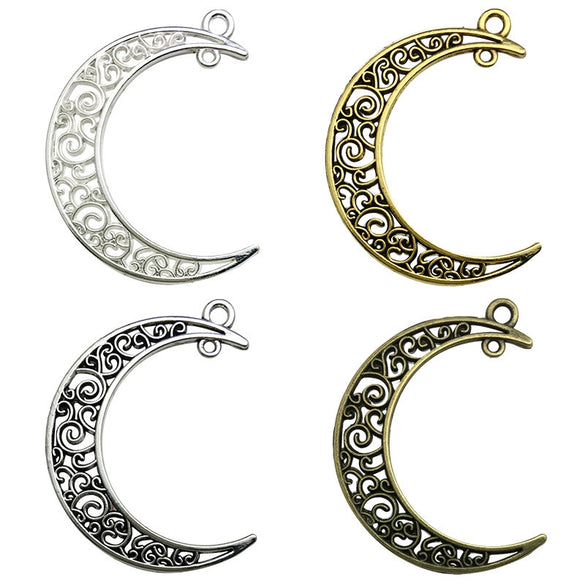 Alloy Retro Cut Out Moon Pendant Jewelry Accessories Electroplating Handmade Materials For Diy
