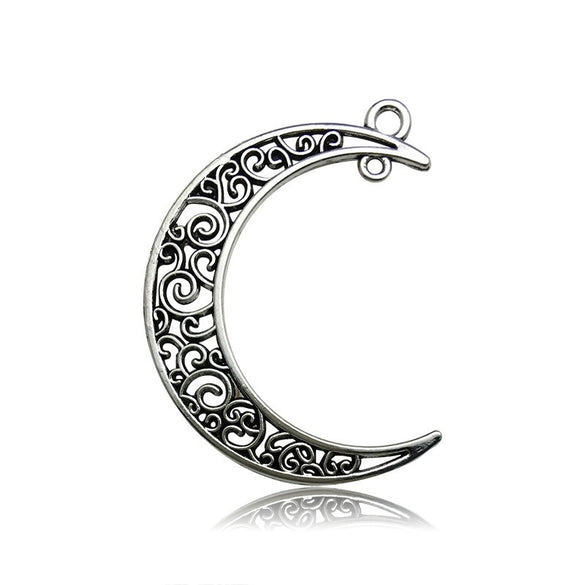 Alloy Retro Cut Out Moon Pendant Jewelry Accessories Electroplating Handmade Materials For Diy
