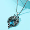 Alloy Retro Diamondencrusted Wolf Head Pendant Unisex Necklace With Pearl Chain And Electroplating Treatment