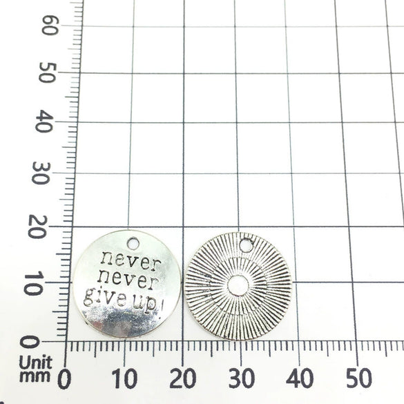 Alloy Retro English Letter Round Tag Pendant Jewelry Accessories For Necklace And Bracelet With Electroplating