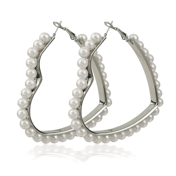 Alloy Retro Fashion Heart Circle Electroplated Pearl Earrings