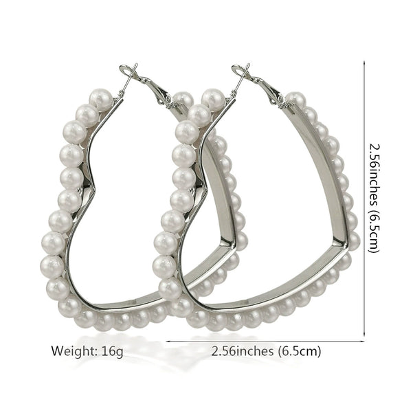 Alloy Retro Fashion Heart Circle Electroplated Pearl Earrings