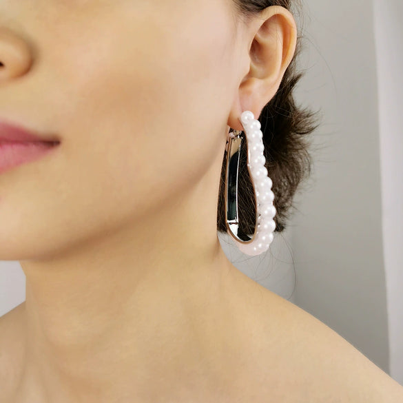 Alloy Retro Fashion Heart Circle Electroplated Pearl Earrings