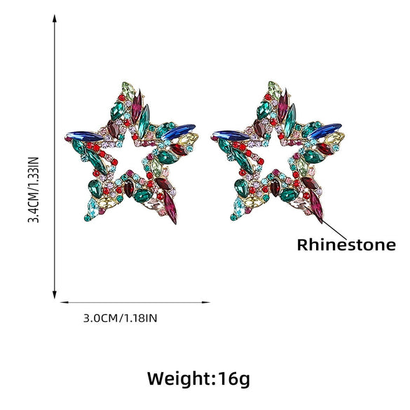 Alloy Retro Fivepointed Star Diamond Women's Earrings