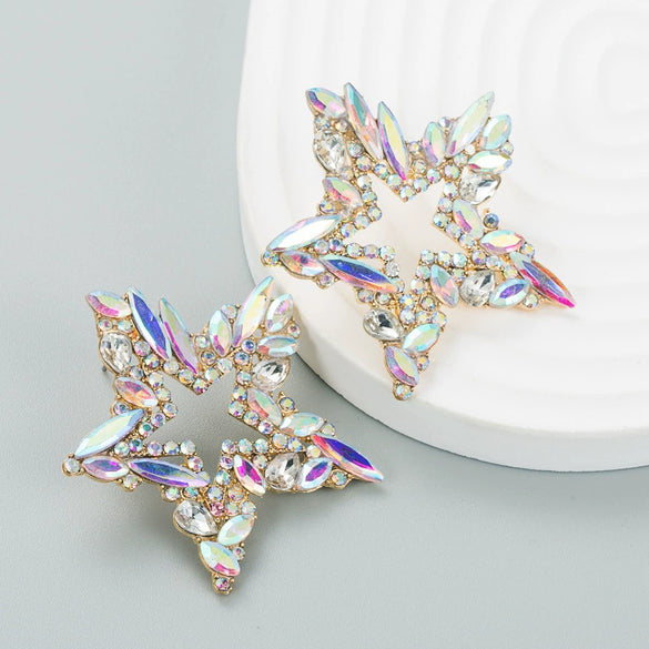 Alloy Retro Fivepointed Star Diamond Women's Earrings
