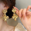 Alloy Retro Flower Electroplated Earrings For Women