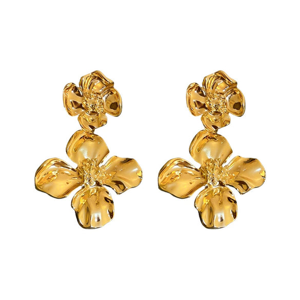 Alloy Retro Flower Electroplated Earrings For Women