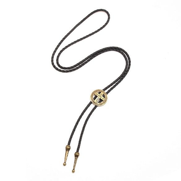 Alloy Retro Geometric Cross Bolo Tie Shirt Chain Necklace