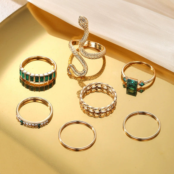 Alloy Retro Geometric Diamond Ring