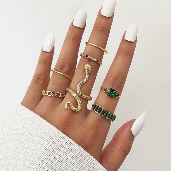 Alloy Retro Geometric Diamond Ring