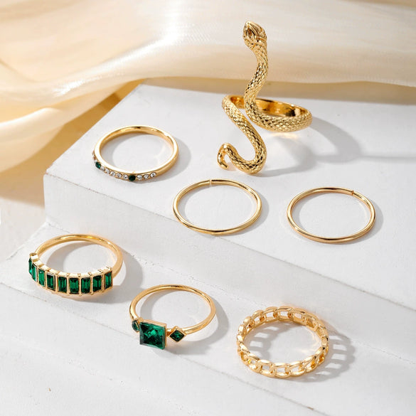 Alloy Retro Geometric Diamond Ring