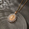 Alloy Retro Geometric Electroplated Zircon Inlaid Pendant
