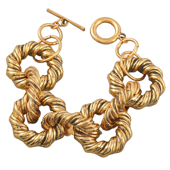 Alloy Retro Geometric Jewelry Set For Women Including Earrings Bracelet And Necklace With Electroplating