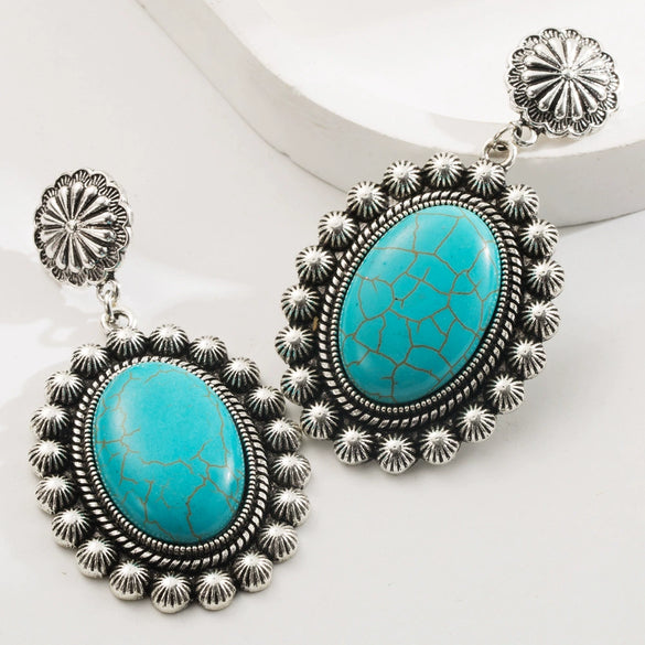 Alloy Retro Geometric Microinlay Earrings For Women