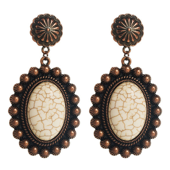 Alloy Retro Geometric Microinlay Earrings For Women