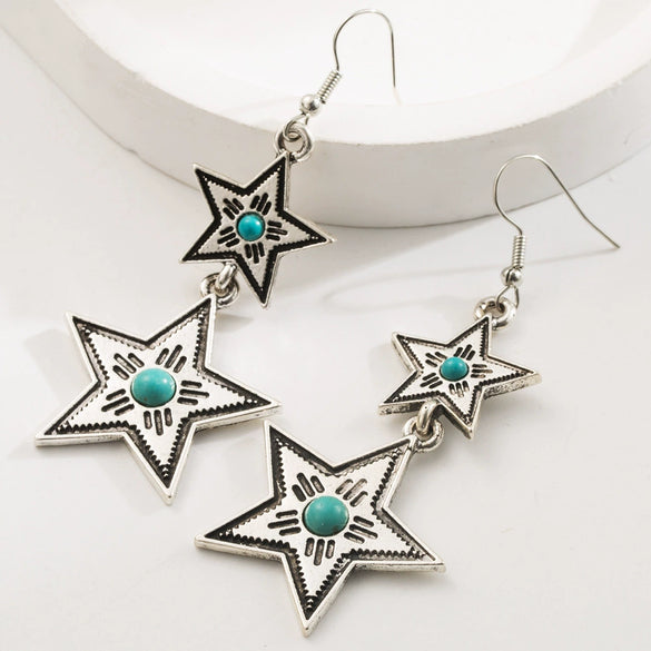 Alloy Retro Geometric Microinlay Earrings For Women