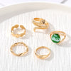 Alloy Retro Geometric Snakeshaped Diamond Ring 5Piece Set For Women