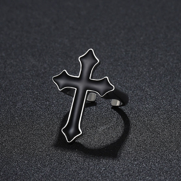 Alloy Retro Gothic Cross Open Ring Electroplated Unisex Jewelry