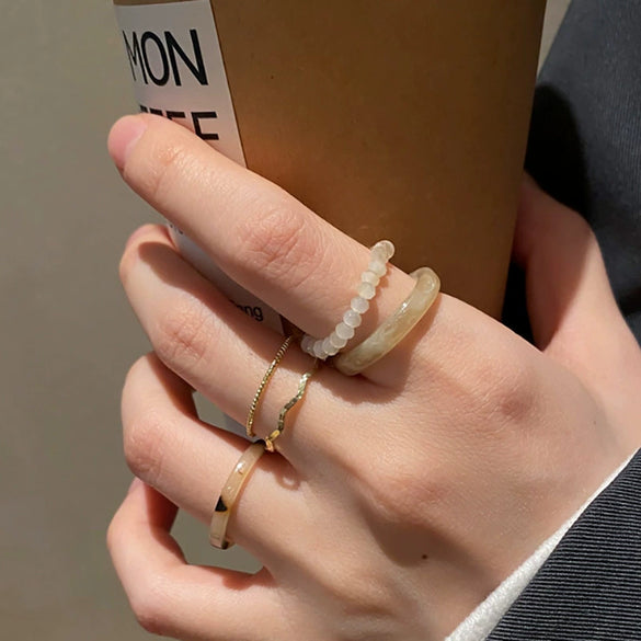 Alloy Retro Ins Style Ring Electroplated Geometric Pattern Hand Jewelry Wholesale