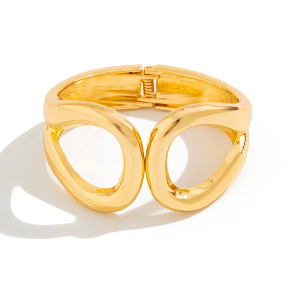 Alloy Retro Irregular Doublering Hollow Spring Opening Punk Style Round Bead Pendant Stacked Electroplating Bracelet