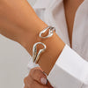 Alloy Retro Irregular Doublering Hollow Spring Opening Punk Style Round Bead Pendant Stacked Electroplating Bracelet