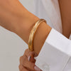 Alloy Retro Irregular Doublering Hollow Spring Opening Punk Style Round Bead Pendant Stacked Electroplating Bracelet