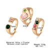 Alloy Retro Love Square Rhinestone Heart Diamond Ring Unisex