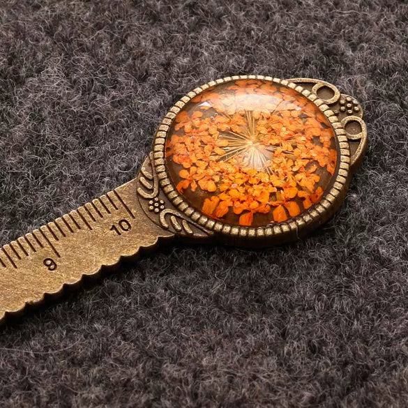Alloy Retro Pastoral Style Dried Flower Metal Multifunctional Bookmark