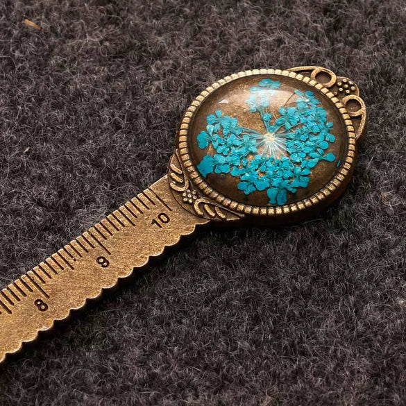 Alloy Retro Pastoral Style Dried Flower Metal Multifunctional Bookmark