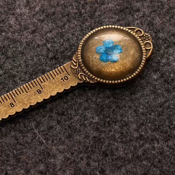 Alloy Retro Pastoral Style Dried Flower Metal Multifunctional Bookmark