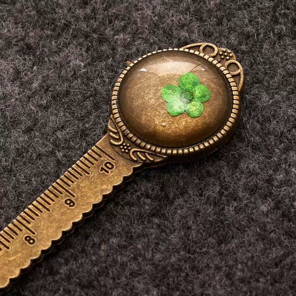 Alloy Retro Pastoral Style Dried Flower Metal Multifunctional Bookmark