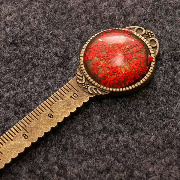 Alloy Retro Pastoral Style Dried Flower Metal Multifunctional Bookmark