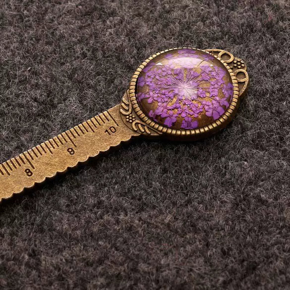 Alloy Retro Pastoral Style Dried Flower Metal Multifunctional Bookmark