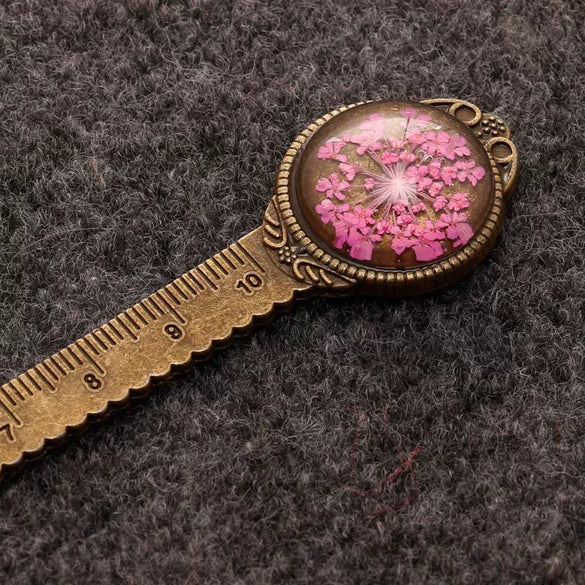 Alloy Retro Pastoral Style Dried Flower Metal Multifunctional Bookmark
