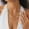 Alloy Retro Pendant Necklace With Sun Moon Star Constellation Pattern Electroplated For Women