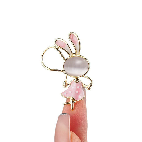 Alloy Retro Rabbit Antiexposure Brooch With Flower Shape Electroplated For Women's Summer Shirt Accessories