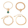 Alloy Retro Snake Bone Chain Five Leaf Clover Geometric Pattern Electroplated Women's Hip Hop Punk Necklace Set