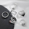 Alloy Retro Snake Love Geometric Ring Set With Electroplating For Women